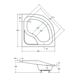 Brodzik Półokrągły BESCO Oliver 90x90 - Antybakteryjny i Super Wytrzymały!