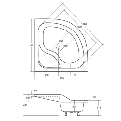 Oliver II: Głęboki brodzik 90x90 z obudową - Komfort i trwałość dla Twojej łazienki!