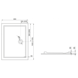 GOLIAT 110x80 Brodzik Akrylowy na Posadzkę + Syfon Gratis, Nowoczesna Prostota!
