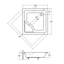 Besco Brodzik Igor 80x80 Z syfonem