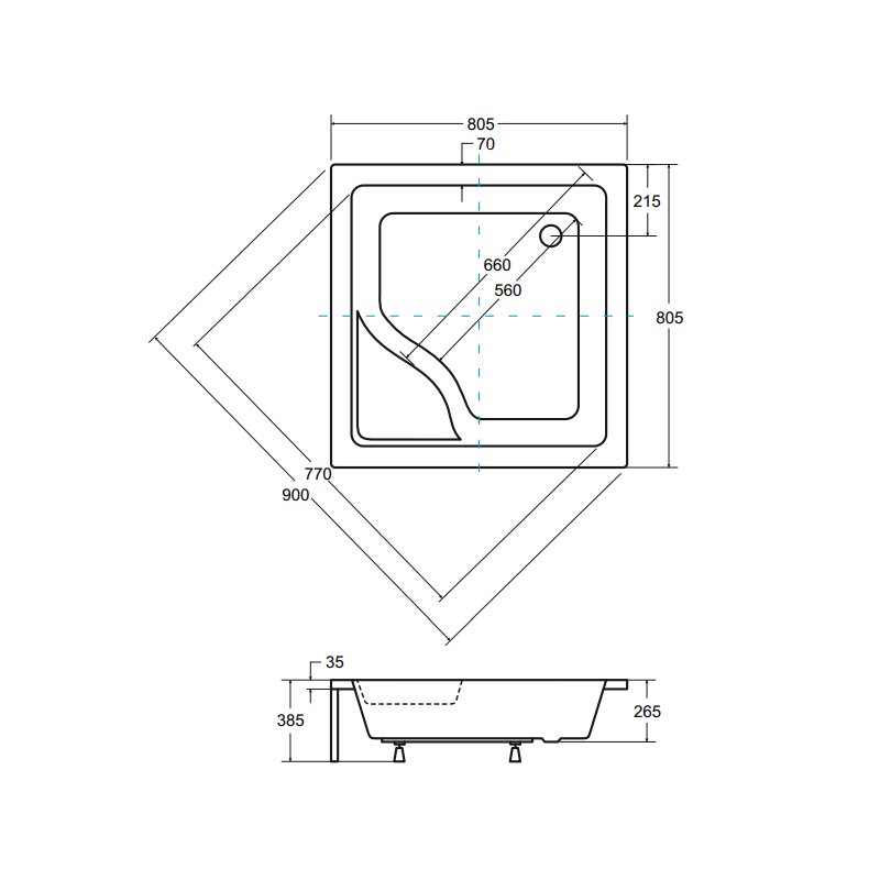 Besco Brodzik Igor 80x80 Z syfonem