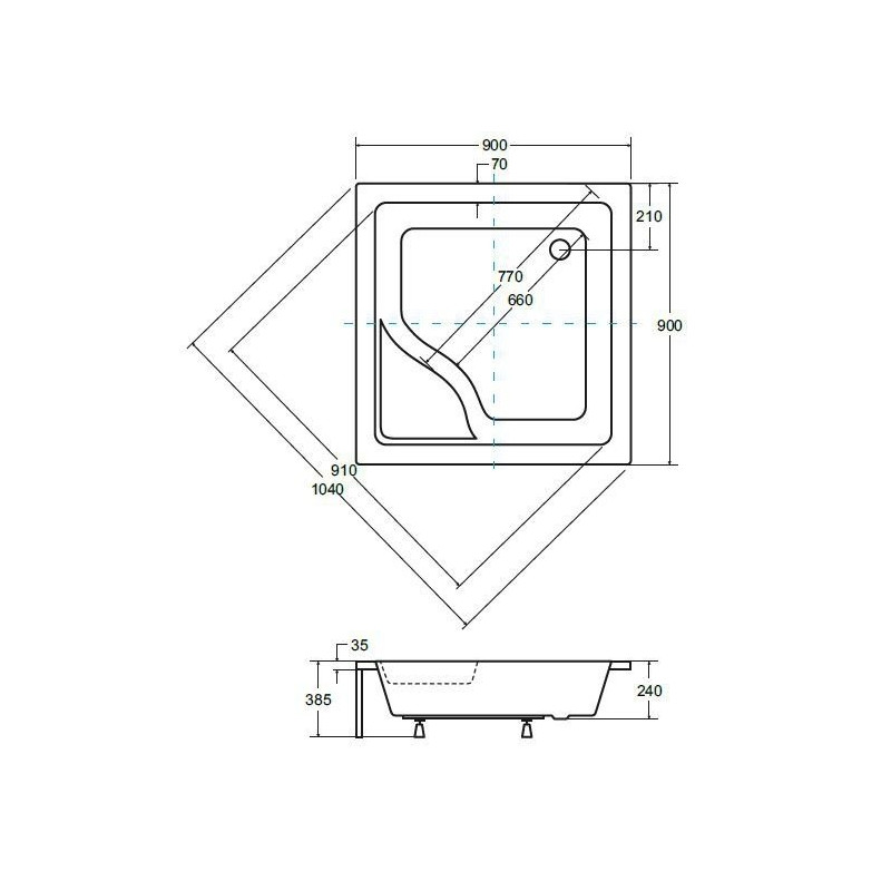 Besco Brodzik Igor 90x90 Z syfonem