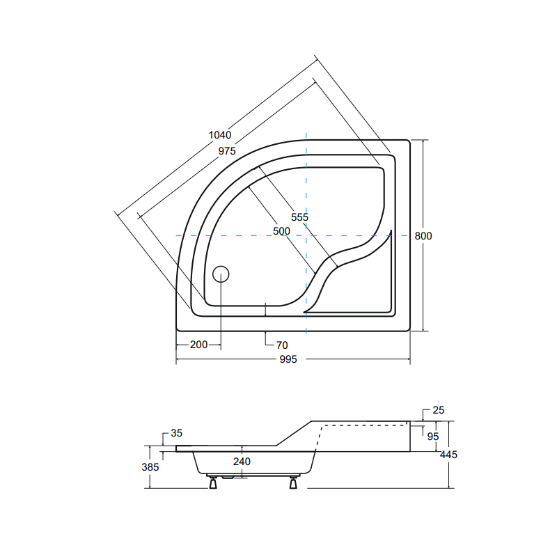 Besco Brodzik Maxi 100x80 asymetryczny Lewy Z syfonem