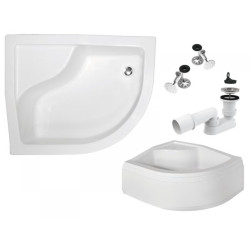 Besco Brodzik Maxi 120x85 asymetryczny lewy Z syfonem