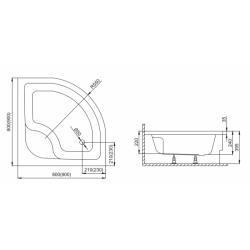 Polimat Brodzik głęboki Pako 80x80 z Obudową i Syfonem