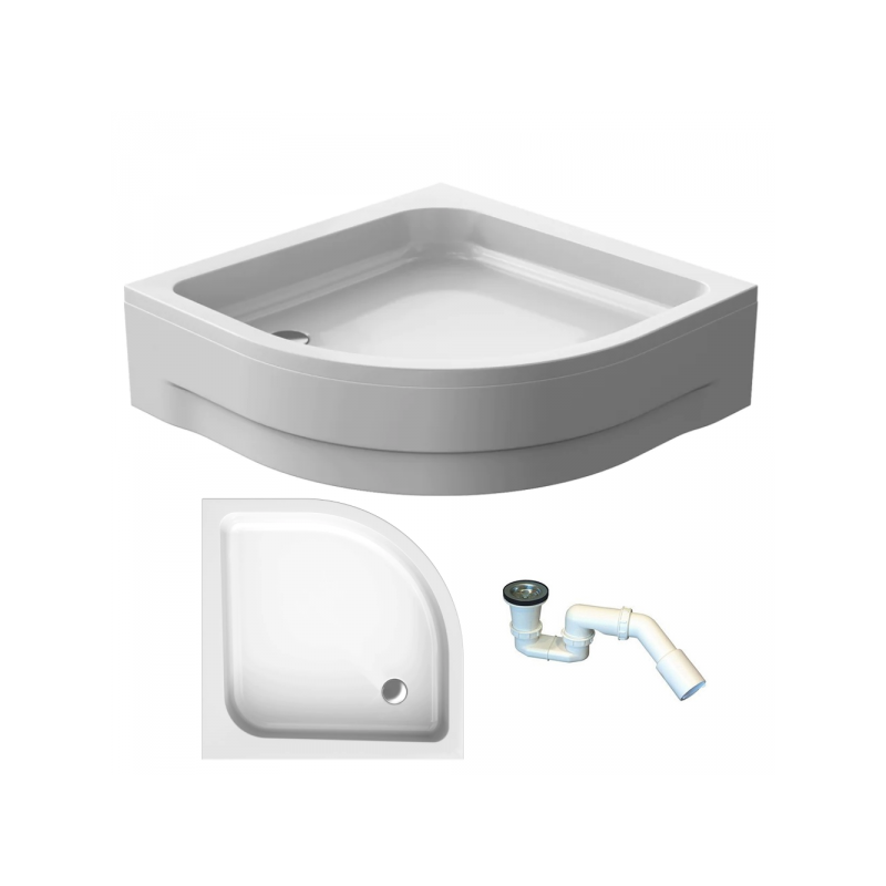 Półokrągły Brodzik Prysznicowy Pako 80x80 z Obudową i Syfonem Gratis