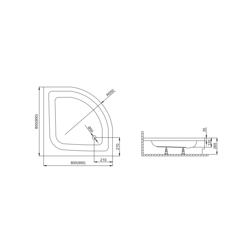 Półokrągły Brodzik Prysznicowy Pako 80x80 z Obudową i Syfonem Gratis