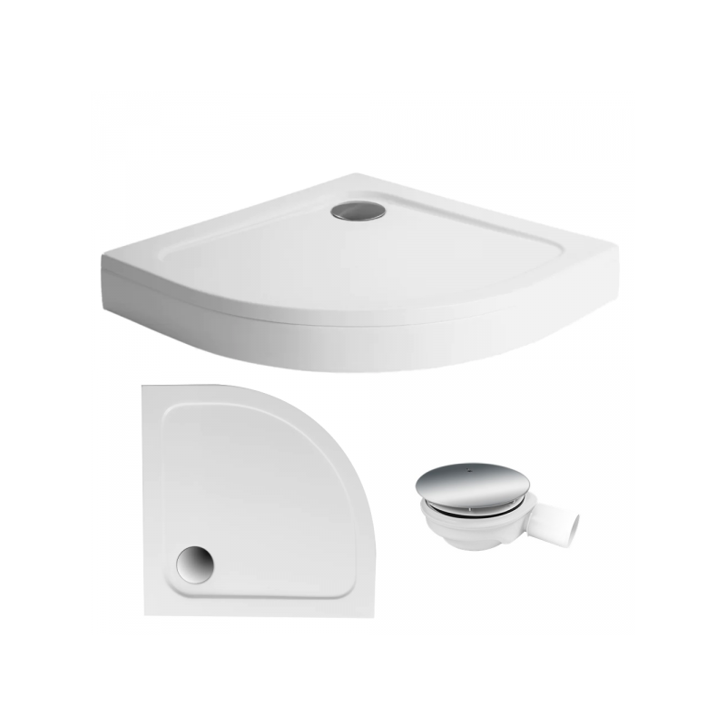 Półokrągły Brodzik Komfort 80x80 z Obudową i Gratisowym Syfonem od Polimat