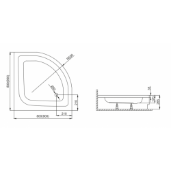 Półokrągły Brodzik Pako 90x90 - Akrylowa Elegancja z Obudową i Syfonem Gratis!