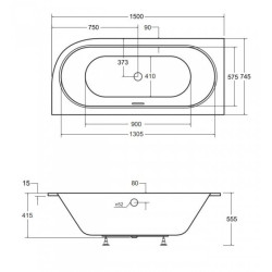 Besco Avita wanna Slim+160 akrylowa z nóżkami i syfonem lewa
