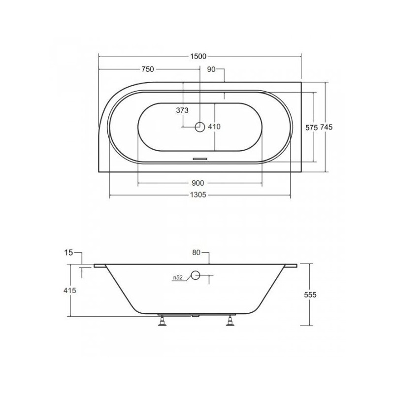 AVITA SLIM+ 160 L - Wanna Asymetryczna z Syfonem Chromowanym i Stelażem Slim