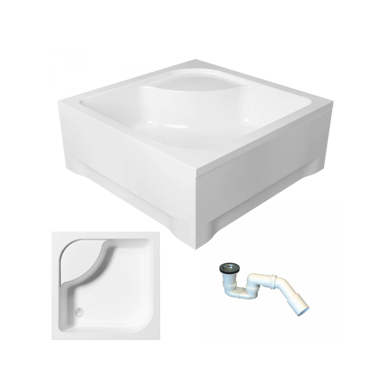 Kwadratowy brodzik akrylowy TENOR 80x80 - Elegancja i komfort w Twojej łazience