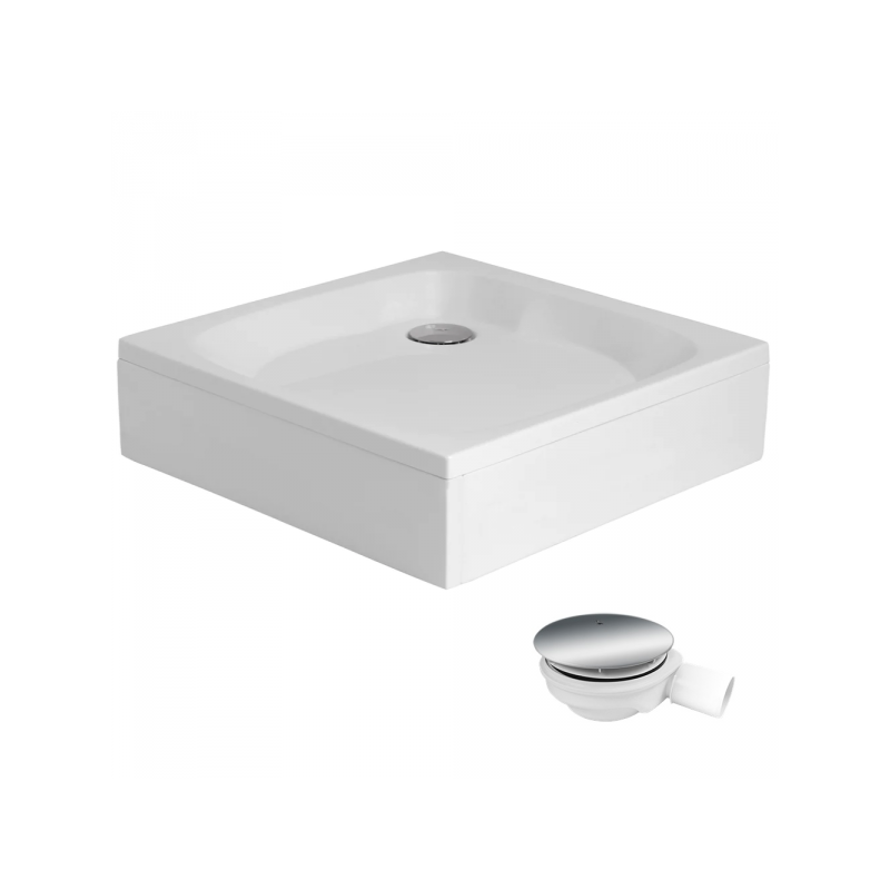 NOWY STYL Brodzik 80x80 z Akrylu z Obudową, Syfonem i Stelażem Polimat - Elegancja w Twojej Łazience