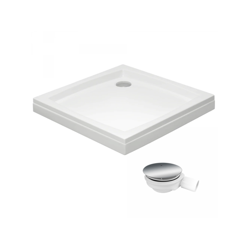 Odkryj Urok i Funkcjonalność: Brodzik Kwadratowy PATIO 80x80 z Obudową i Syfonem w Zestawie!