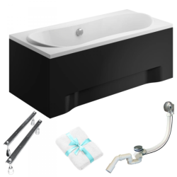 Luksusowa wanna Polimat Long 180x80 z czarną obudową – nowoczesne SPA w Twoim domu!