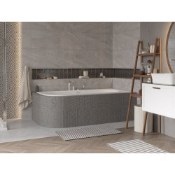 AVITA SLIM+ 150 P - Nowoczesna wanna asymetryczna z syfonem chromowym i stelażem Slim W