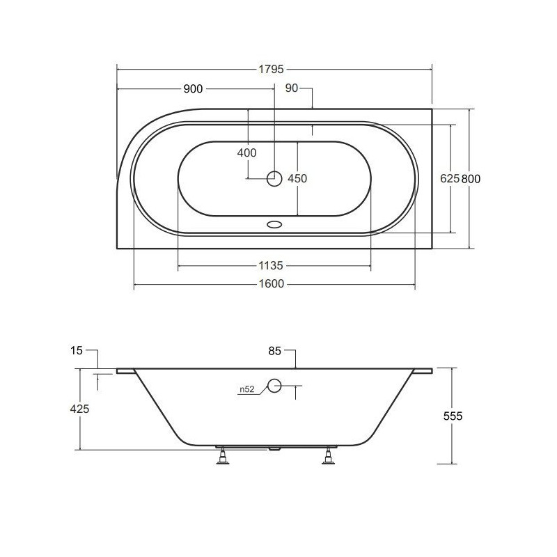 AVITA SLIM+ Premium Wanna Asymetryczna z Syfonem Chrom - Elegancja i Funkcjonalność w Jednym