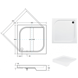 OSKAR Czarny Kwadratowy Brodzik 90 z Efektem Kamienia - Styl i Funkcjonalność