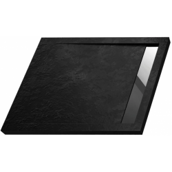 Polimat Brodzik West New 120x100 czarny kamień Ruszt chrom z Syfonem