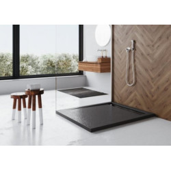 Polimat Brodzik West New 120x100 czarny kamień Ruszt chrom z Syfonem