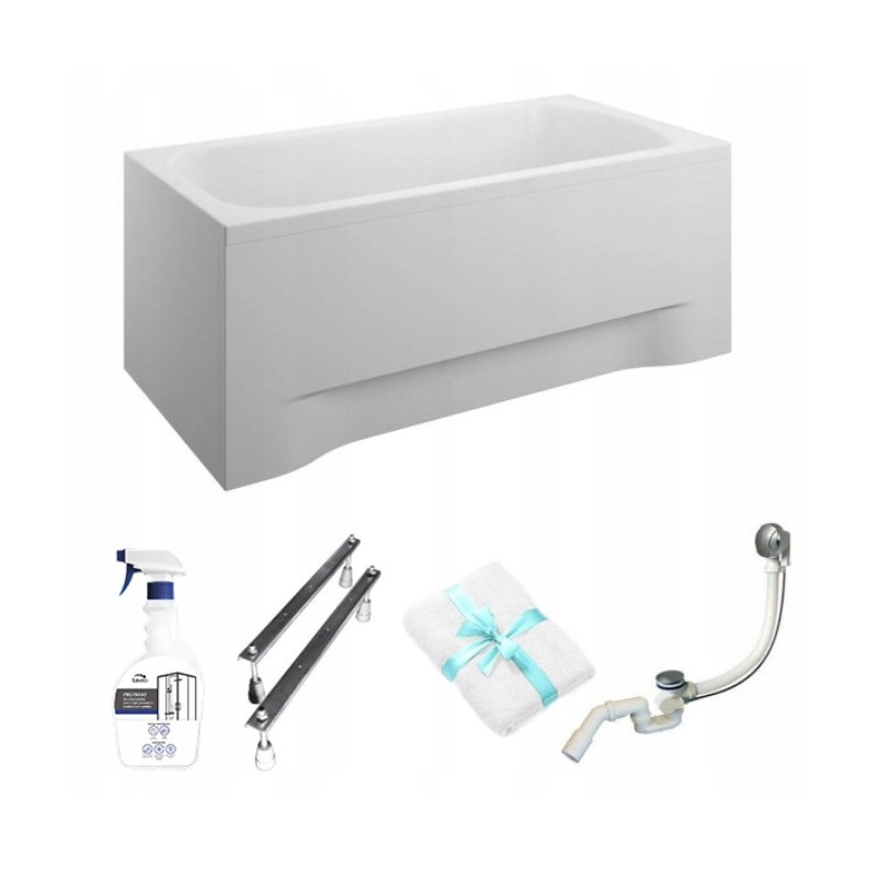 Wanna Polimat Capri 120x70 Akrylowa z Syfonem i Elegancką Białą Obudową