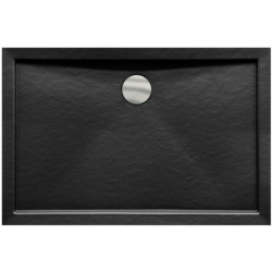 Stylowy Brodzik Alpina Slimline z Efektem Kamienia, Czarny, 120 cm