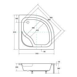 Luxusowy Brodzik Półokrągły Besco Diper I 80x80 z Syfonem Gratis!