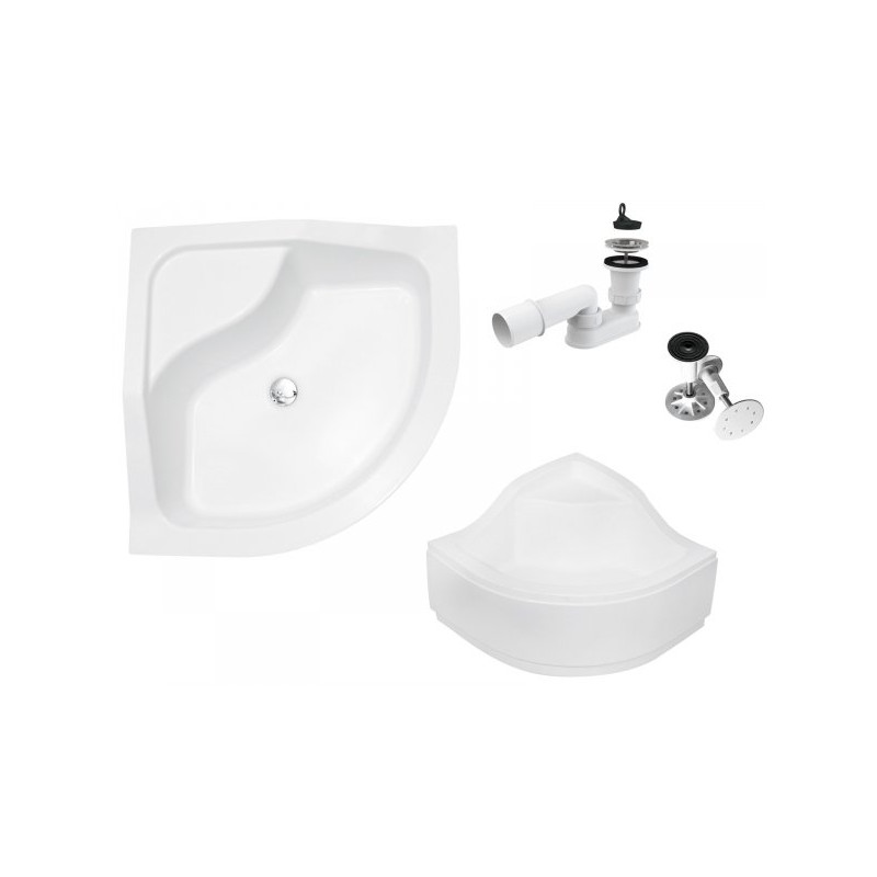 Oliver II: Półokrągły Brodzik 80x80 z Obudową i Antybakteryjną Powłoką