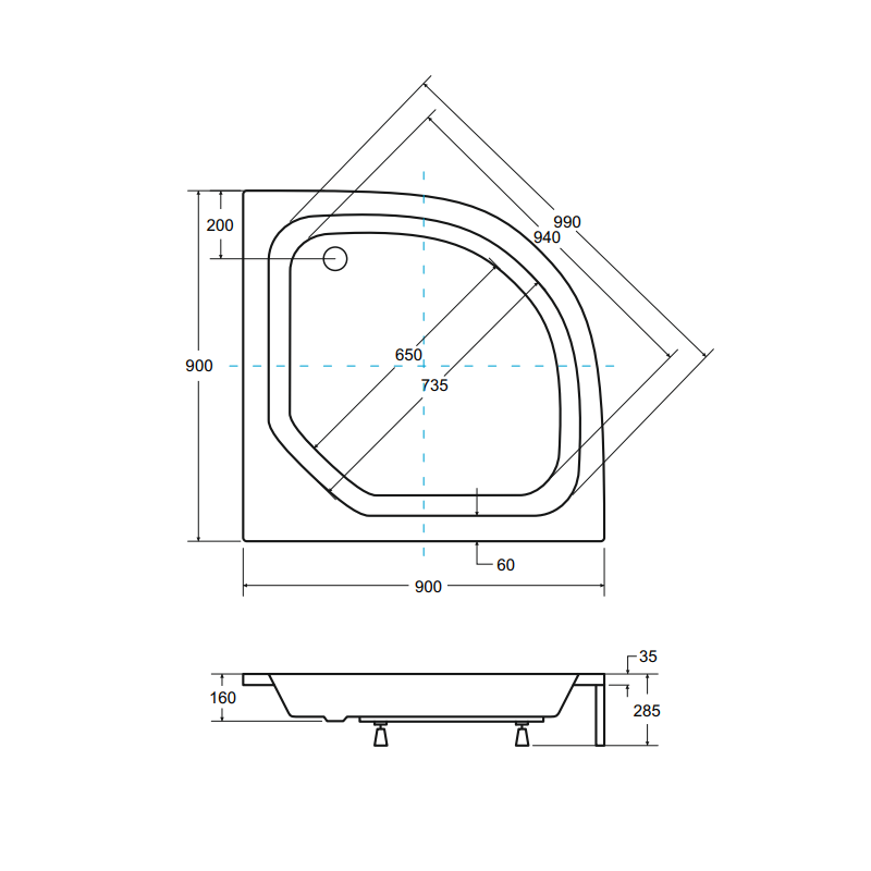 Ekskluzywny Brodzik Półokrągły BESCO Diper II 80x80 - Komfort i Styl dla Twojej Łazienki!