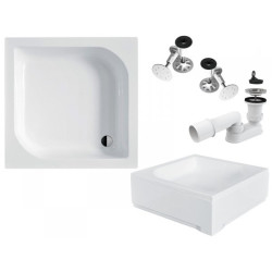 Elegancki Brodzik Akrylowy BESCO Ares 90x90 cm z Obudową + Syfon Gratis!