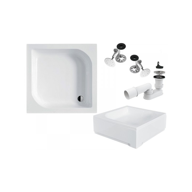 Elegancki Brodzik Akrylowy BESCO Ares 90x90 cm z Obudową + Syfon Gratis!