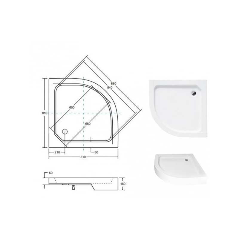 Kompaktowy Brodzik Półokrągły BESCO Alex 80x80 cm - Nowoczesność i Funkcjonalność w Twojej Łazience!