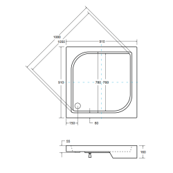 Besco Brodzik Oskar 90x90 Z syfonem