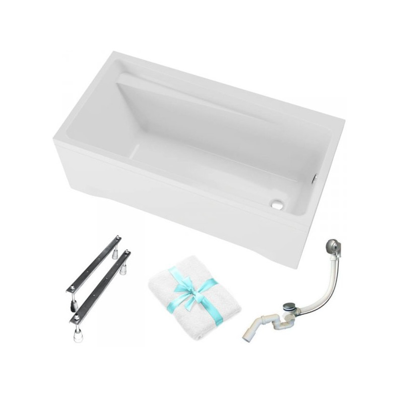 Polimat Elza 140x70: Nowoczesna Wanna z Obudową i Syfonem - Komfort dla Twojej Łazienki