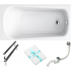 Cersanit Nao Wanna 150x70 Akrylowa Kompletny Zestaw z Syfonem i Ręcznikiem Gratis
