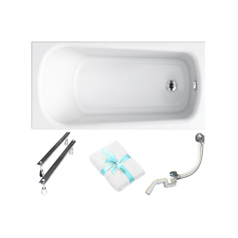 Cersanit Nao Wanna 150x70 Akrylowa Kompletny Zestaw z Syfonem i Ręcznikiem Gratis