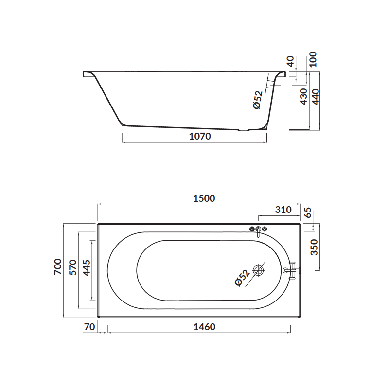 Cersanit Octavia 150x70 Akrylowa Wanna z Syfonem, Nóżkami i Ręcznikiem Gratis!