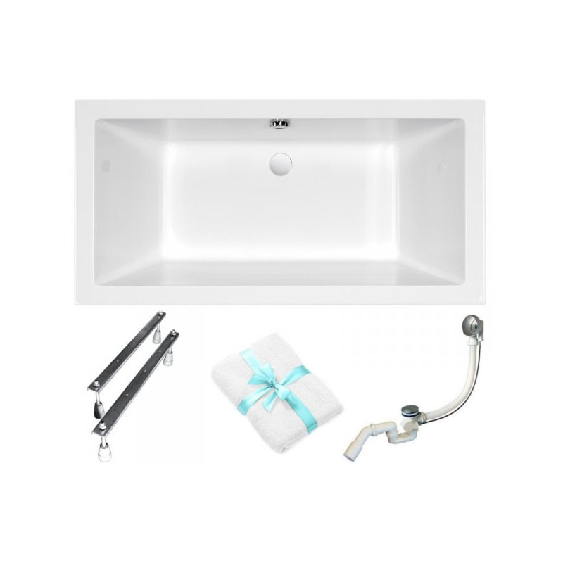 Cersanit Intro 150x75 Akrylowa Wanna + Stelaż, Syfon i Ręcznik w Zestawie