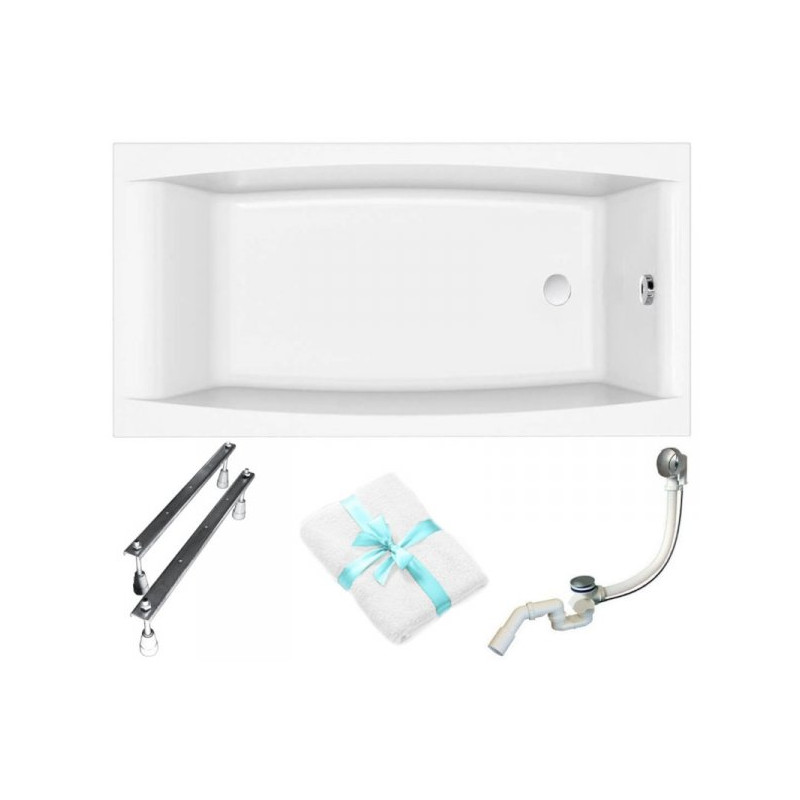 Ekskluzywna wanna Cersanit Virgo 150x75 z syfonem, nogami i ręcznikiem grátis