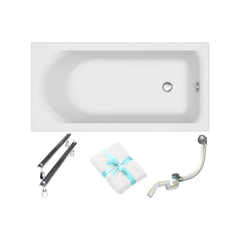 Elegancka wanna akrylowa CITY Cersanit 150x75 + gratis syfon, nogi i ręcznik