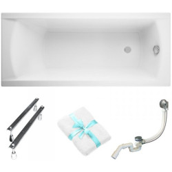 Elegancka Wanna Akrylowa Cersanit Korat 160x70 z Syfonem, Nóżkami i Ręcznikiem Gratis