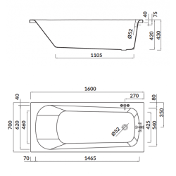 Cersanit Nao Wanna 160x70 Akrylowa Komplet z Syfonem i Ręcznikiem Gratis