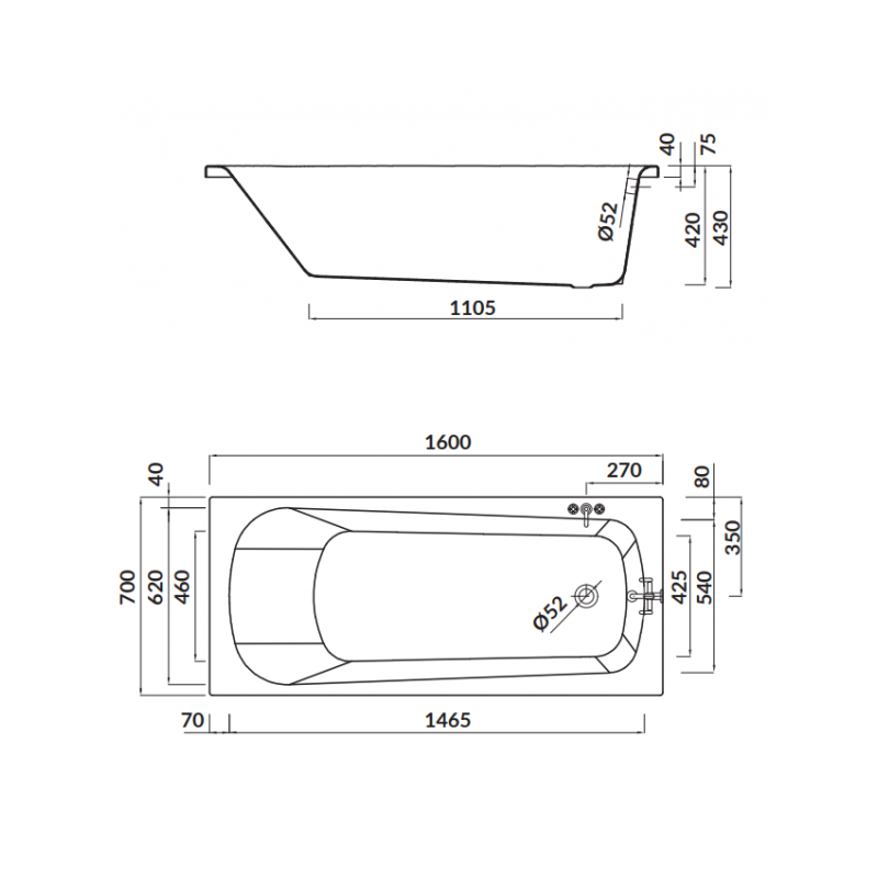 Cersanit Nao Wanna 160x70 Akrylowa Komplet z Syfonem i Ręcznikiem Gratis
