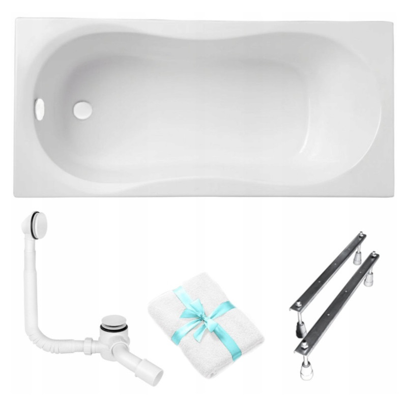 Elegancka wanna akrylowa Gracja 170x70 cm z syfonem click-clack biała