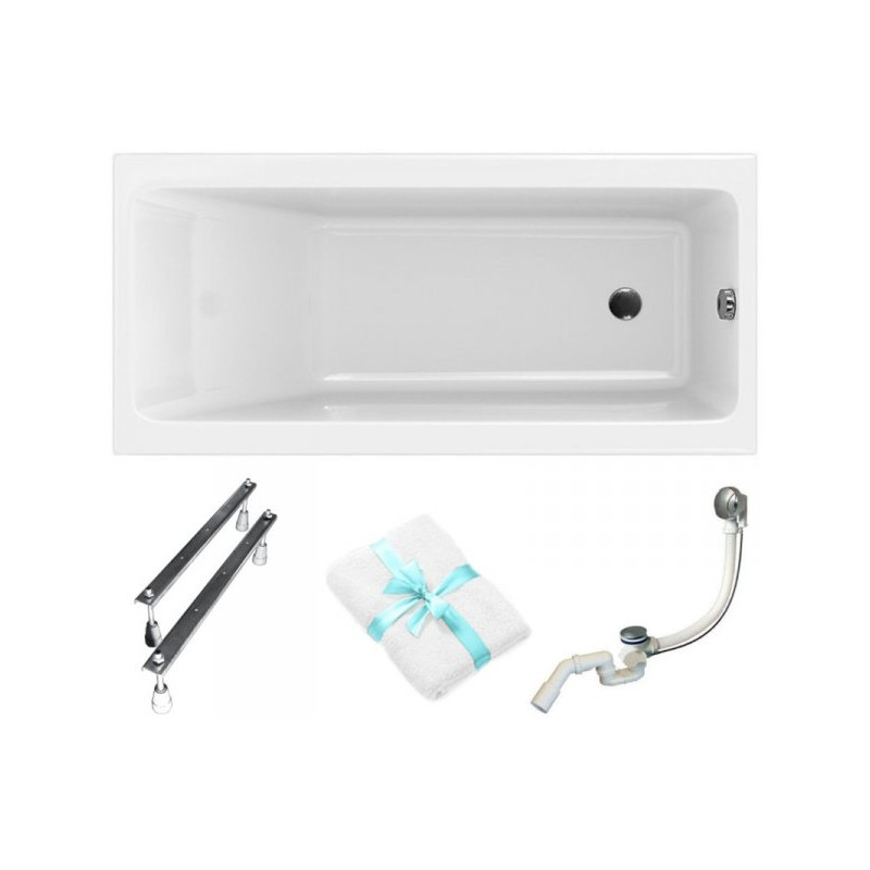 Cersanit Crea SLIM 160x75 – Elegancka wanna akrylowa z montażem i gratisowym ręcznikiem