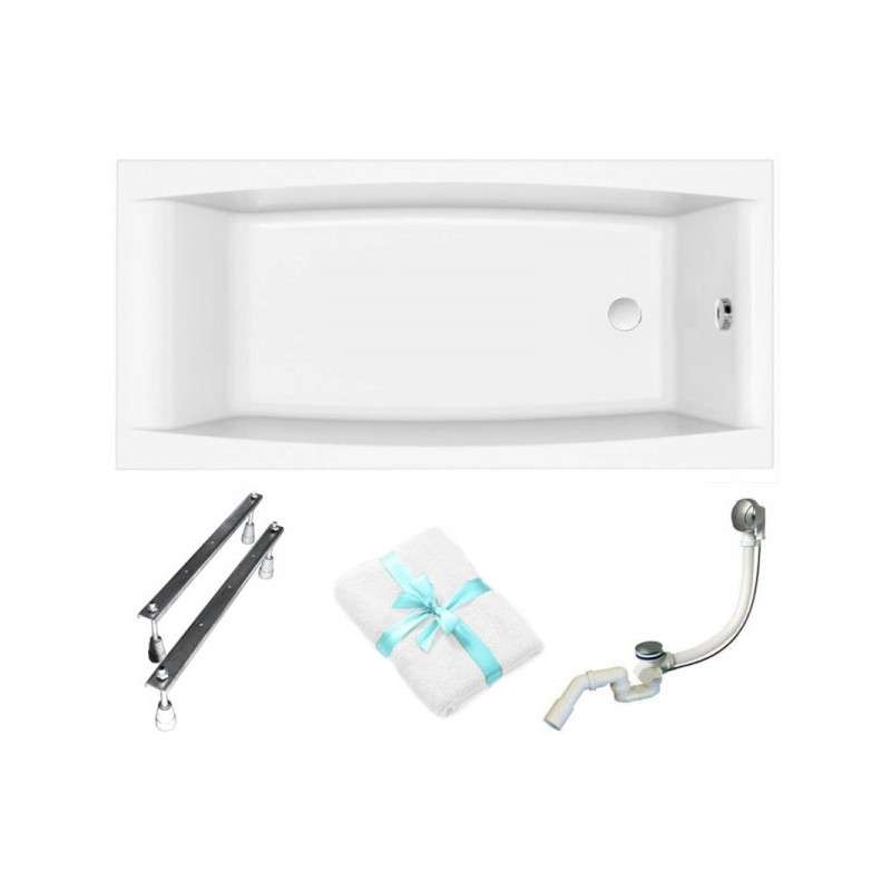 Cersanit Virgo 160x75 Wanna Akrylowa z Nóżkami i Syfonem + Ręcznik Gratis