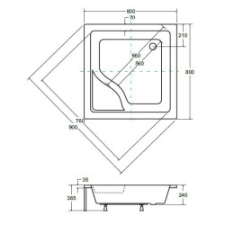BESCO Igor Brodzik Głęboki 80x80 cm z Syfonem - Nowoczesna Łazienka, Wysoka Jakość