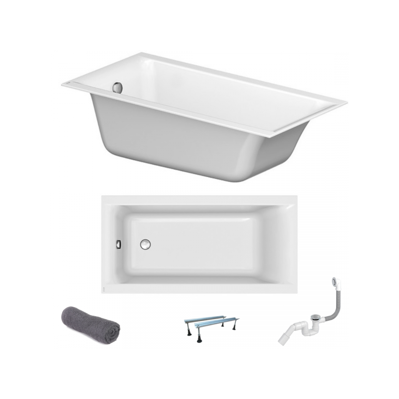 Luksusowa Wanna LARGA SLIM 160x75 cm z Syfonem Clik-Clack dla Nowoczesnej Łazienki