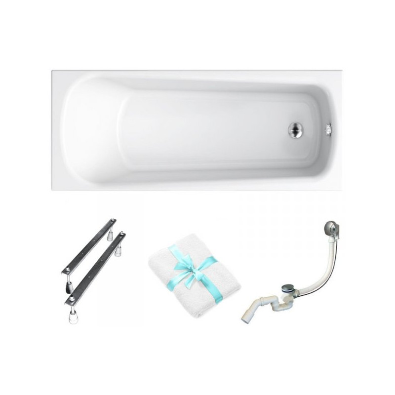 Cersanit Nao Wanna 170x70 Akrylowa z Syfonem, Nogi i Ręcznik w Zestawie