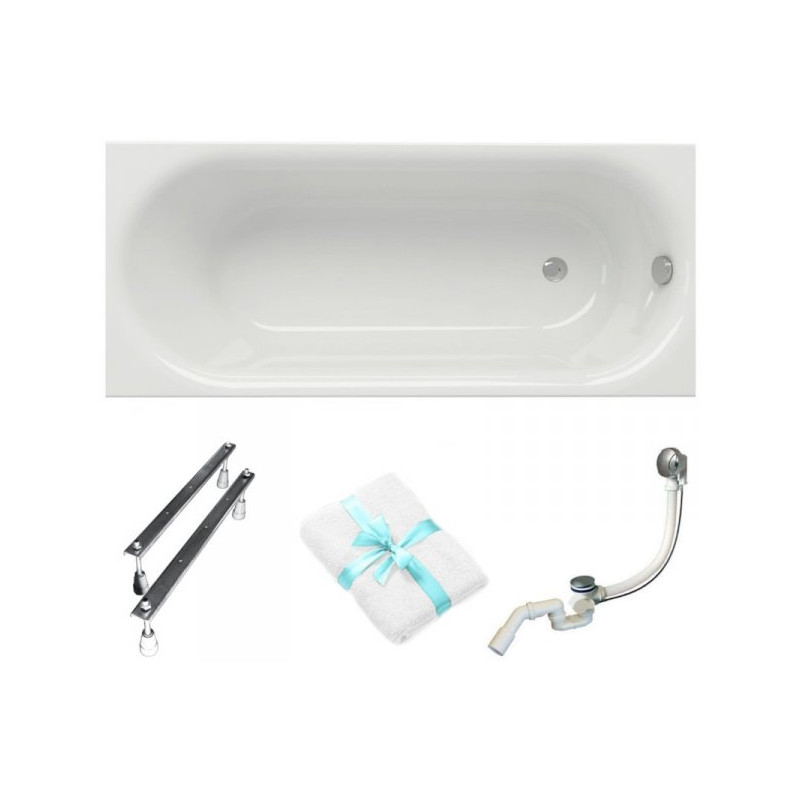 Komfortowa wanna Cersanit Octavia 170x70 z zestawem montażowym i ręcznikiem gratis